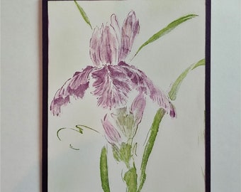 Card for friend, Iris card Flower Birthday Watercolor, All Occasion Retirement Get Well, Thinking of YouCard card Unique Thank You