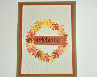 Celebrate, Birthday, Fall, Masculine, Retirement, New Job, Graduation, Handmade, Unique, Congratulations, Leaves