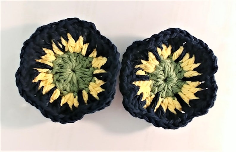 Car Coaster, Cute Car Accessory, Truck Coaster, Car Cup Holder, Car Cozy, Crochet Coaster, Unique Car Gift, Navy Blue, Green center, Yellow image 1