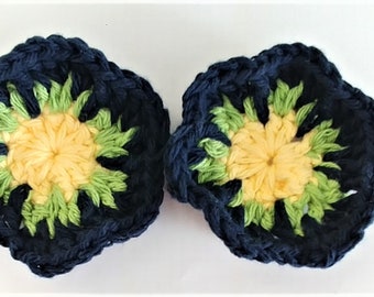 Car Coaster, Cute Car Accessory, Truck Coaster, Car Cup Holder, Car Cozy, Cotton, Crochet Coaster, Unique Car Gift, Navy Blue, Green, Yellow