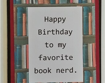 Book Nerd, Happy Birthday, Librarian, Masculine, Congratulations, Book Lover, Card for Librarian, Library Card, Reader, Books, Nerd