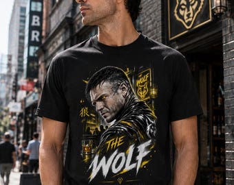 Black Unisex Cyberpunk T-Shirt, Cotton Graphic Tee — The Wolf | Beyond Homelands™