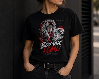 Because I Can, Mountain Graphic Tee, Black Cotton Adventure Shirt (Beyond Homelands)