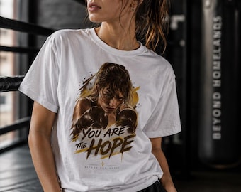 You Are the Hope Boxing T-Shirt, Unisex Cotton Graphic Tee, Female Fighter Art, Beyond Homelands