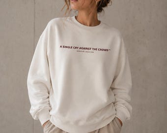 Unisex Heavyweight Crewneck Sweatshirt, Bone — A Single Cry Against the Crowd™