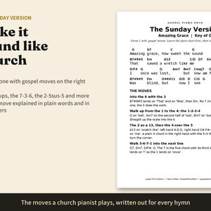50 Hymns Piano Chord Charts in 3 Keys, Large Print Hymn Chords and Lyrics for Church Pianist, Gospel Piano by Ear, PDF Book image 4