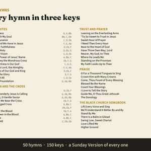 50 Hymns Piano Chord Charts in 3 Keys, Large Print Hymn Chords and Lyrics for Church Pianist, Gospel Piano by Ear, PDF Book image 2