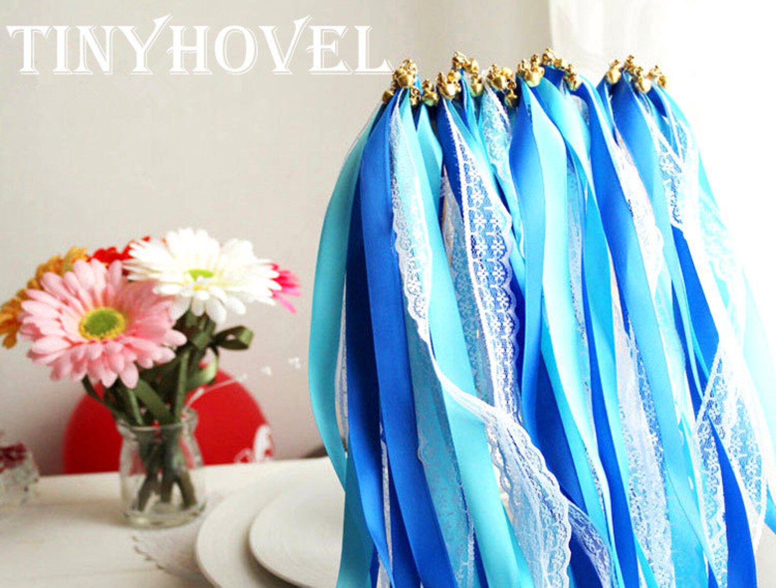 A set of 10 Ribbon Wands Available in 6 color theme for Etsy