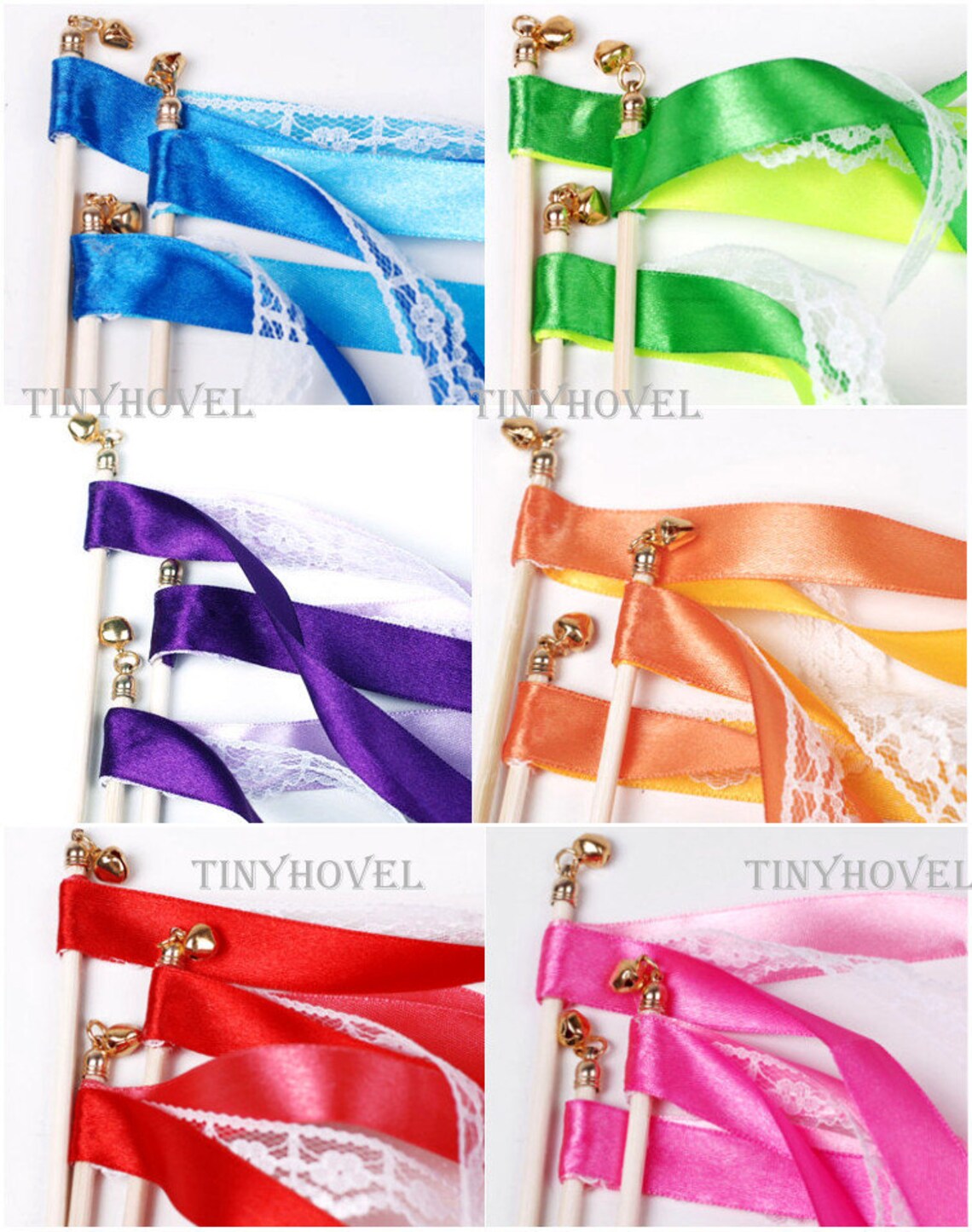 A set of 10 Ribbon Wands Available in 6 color theme for Etsy