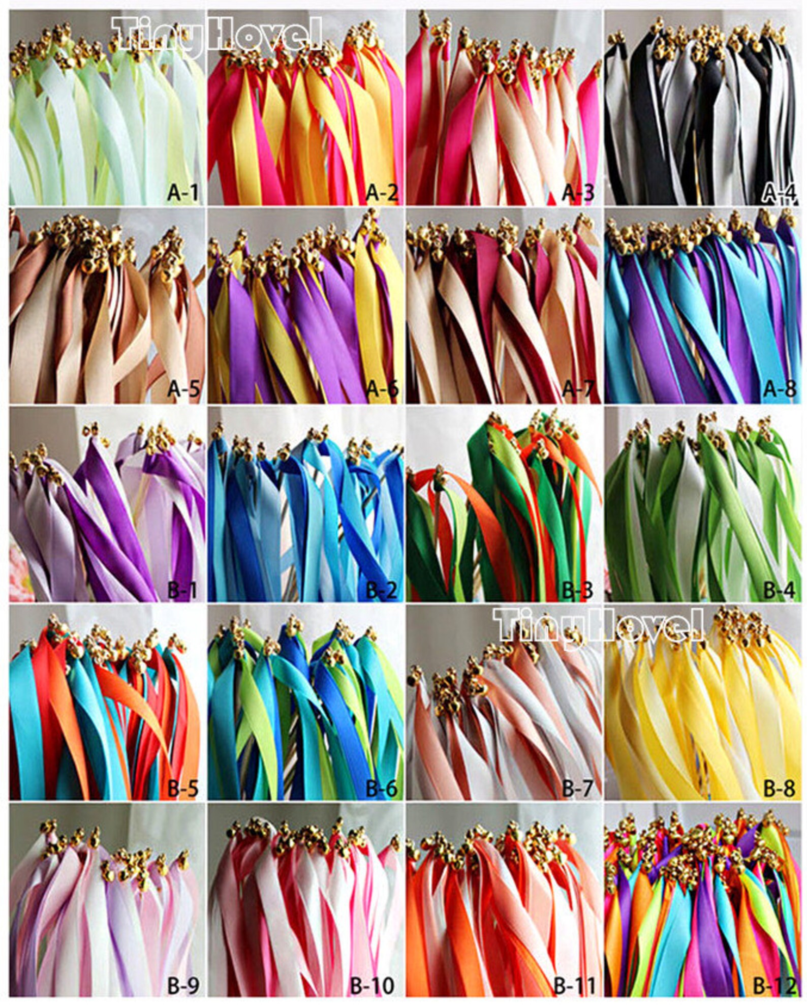 A set of 10 Ribbon Wands Available in 6 color theme for Etsy