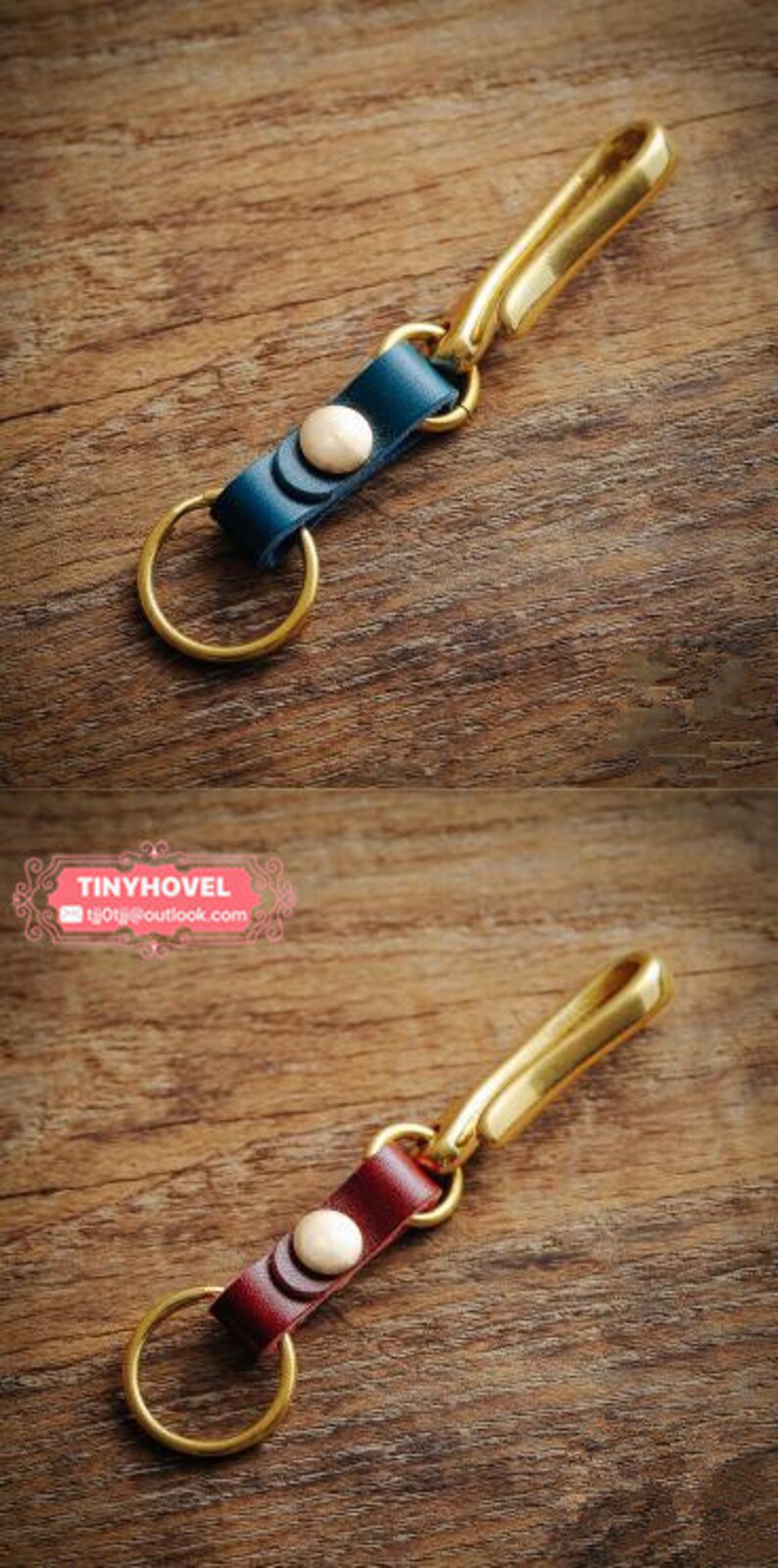 1pc Natural Brass Japanese Fish Hook Key Chain with leather Etsy