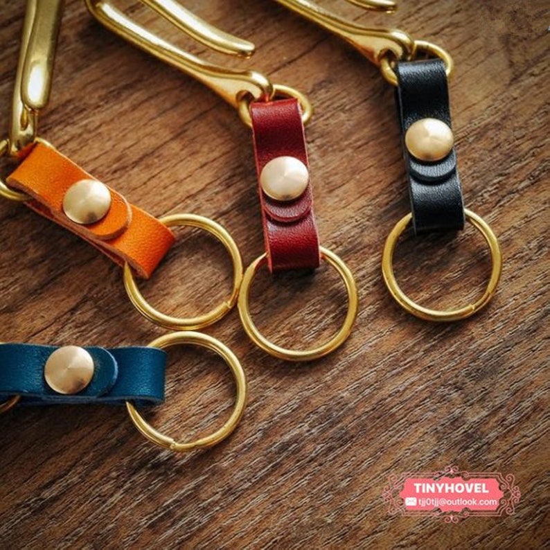 1pc Natural Brass Japanese Fish Hook Key Chain with leather Etsy