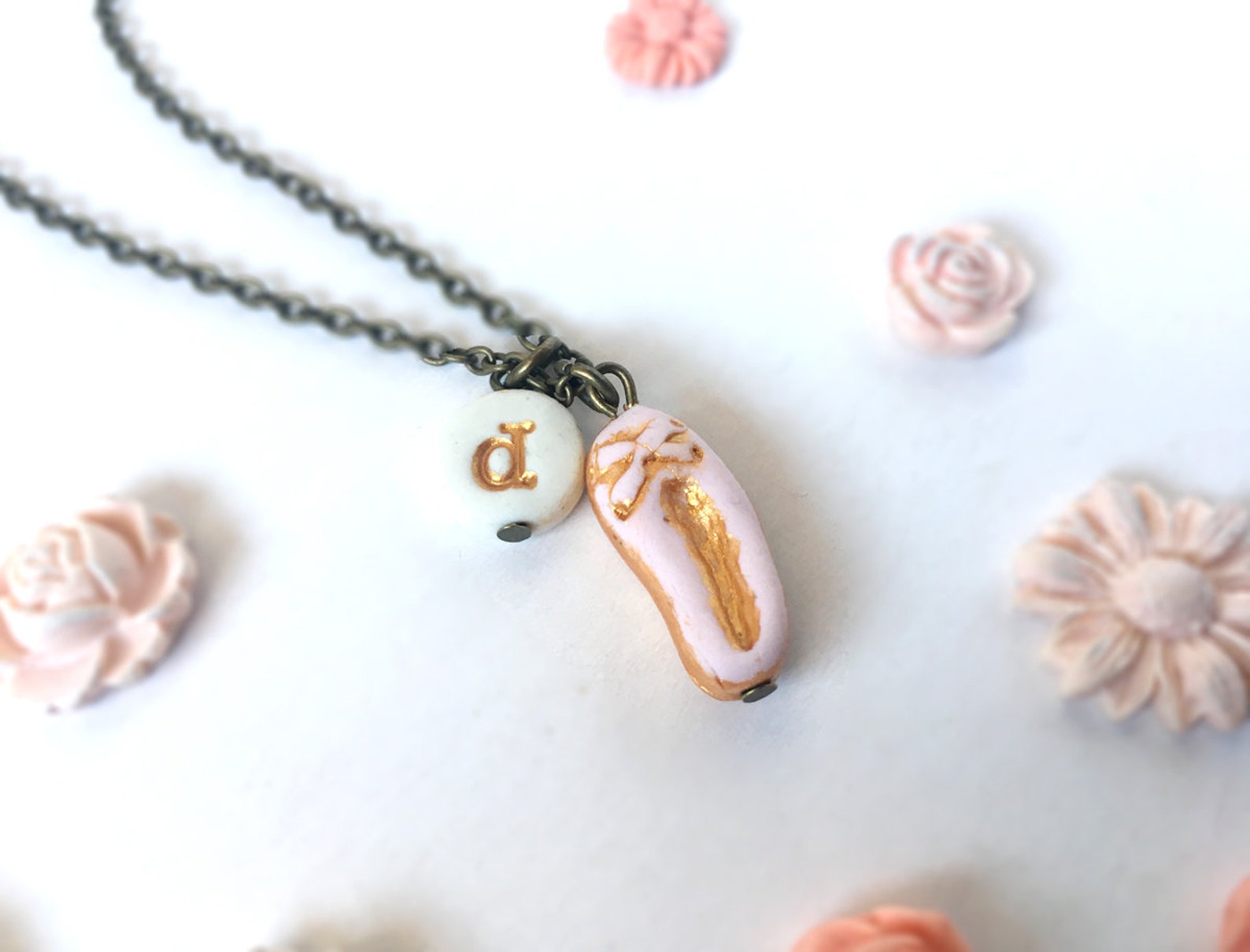 ballet shoe necklace, ballet, letter necklace, birthday, 5, 6, 7, 8, 9, 10 years old, letter, gift ballerina, niece, granddaught