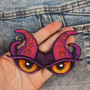 011 - Parche bordado de ojos de dragón místico, parche de fantasía de ojo de dragón para coser, aplique para chaqueta gótica