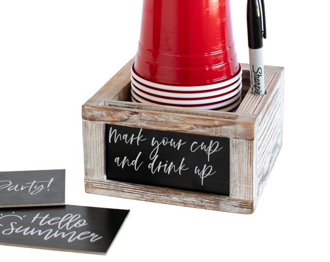 Acacia Wood Cup Holder, Farmhouse Party Cup Organizer Storage