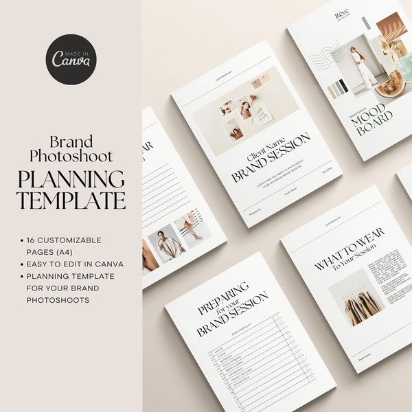 Brand Photoshoot Planning Ebook Template Canva- Photoshoot Planner ebook pdf for Brand Photographer- Personal Branding Canva Template