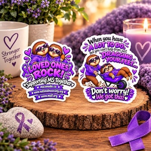 MS Awareness Sticker Set, Sloth Stickers, Loved Ones Rock, Supporting MS Together, Funny MS Gift