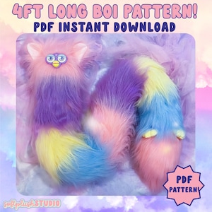 Long Friend Sewing Pattern *PDF Download!* Full tutorial - Make your own plush with handmade or reproduction faceplate! No Furby parts used!
