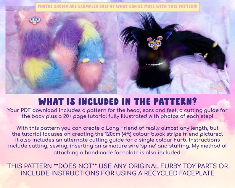 Long Furby PDF DOWNLOAD Sewing Pattern and Tutorial Make Etsy UK