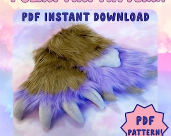 Monster Puffy Paws Sewing Pattern: Giant 4-Claw Fursuit Hands (PDF Download)