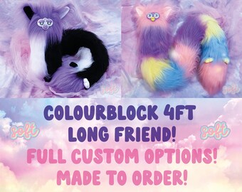 Langer Freund auf Bestellung! 4ft Color Block Design mit Buchrücken! Pastel Cottagecore Goth Bright Rainbow Custom OOAK Plüsch Plushie Doll