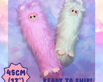 Furbubu Long Friends 17&quot;/45cm Lychee Berry Pink Soy Milk Cream Furby Labubu Inspired Plush Plushie Oddbody Custom Handmade Gift Weird Lafufu