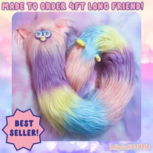 Long Friend &quot;Sparkle&quot;! *PREORDER* 4ft / 120cm Pastel Rainbow Stripe Custom Handmade Plush Plushie with Spine *Best Seller!*