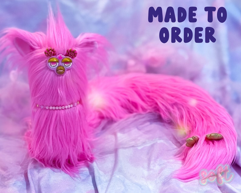 Long Furby 'Bubblegum' *Pre-Order* Pink Baphomet 4ft with Spine Demon Cursed Plush Custom Plushie Doll 