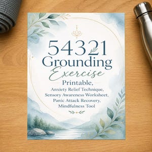 5-4-3-2-1 Grounding Technique Worksheet Printable, Anxiety Relief Activity, Sensory Awareness Tool