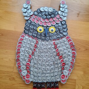 Hand Crafted Owl from Bottle Caps
