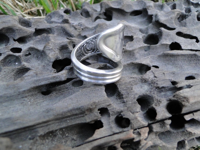 Antique Silverware Spoon Ring From Manor Plate Triple Rosedale Pattern