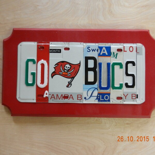 Go Bucs with Logo License Plate Sign Tampa Bay Buccaneers