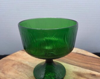 Hoosier Glass Emerald Green Textured Pedestal Compote