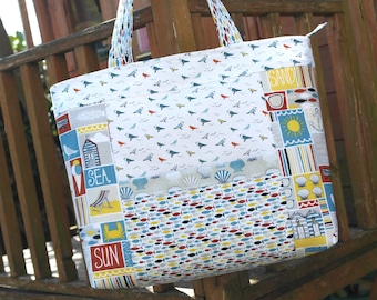 Reißverschlusstasche Schnittmuster Große Strandtasche oder Turnbeutel-Muster