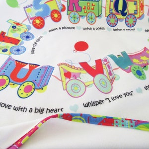 ALPHABET BLANKET, Alphabet Train Cars, Tracks are Kids Things to Do, Snuggle and Read, Talk to Your Toddler, Fleece, 48x36 image 3