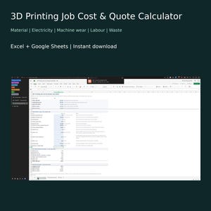 Calculator voor 3D-printkosten en offertes | Excel + Google Sheets-spreadsheet | Opslag versus marge