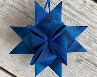 Blue Batik German Star Ornament