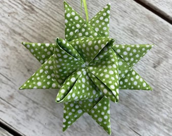 Green Polka Dot Fabric Star Ornament