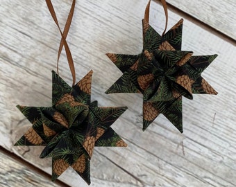 Pinecone Fabric Star Ornaments
