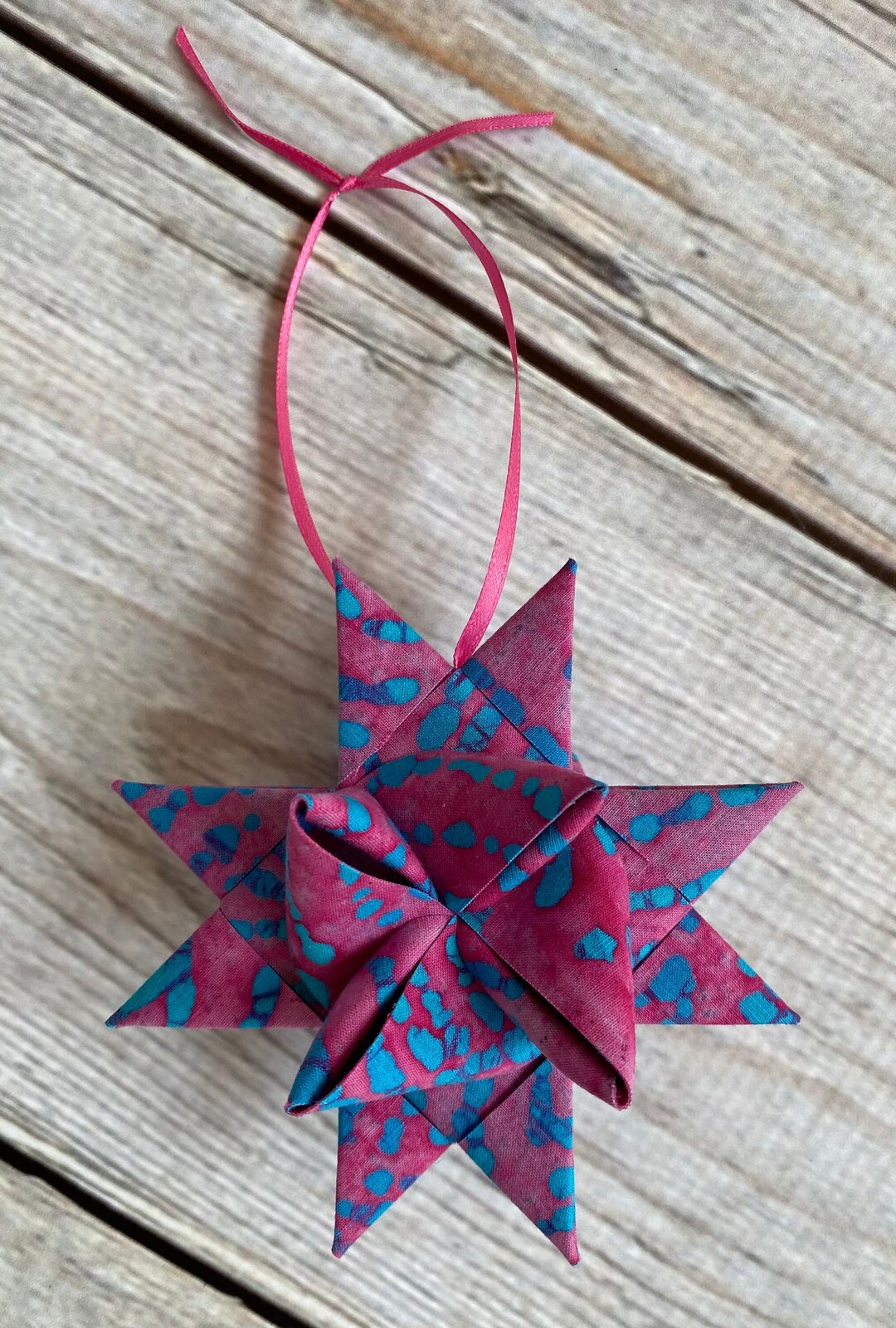Batik German Star Ornament Pink and Turquoise Etsy