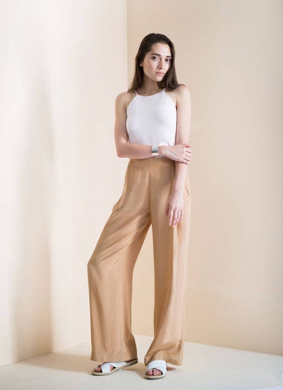 high waisted khaki flare pants