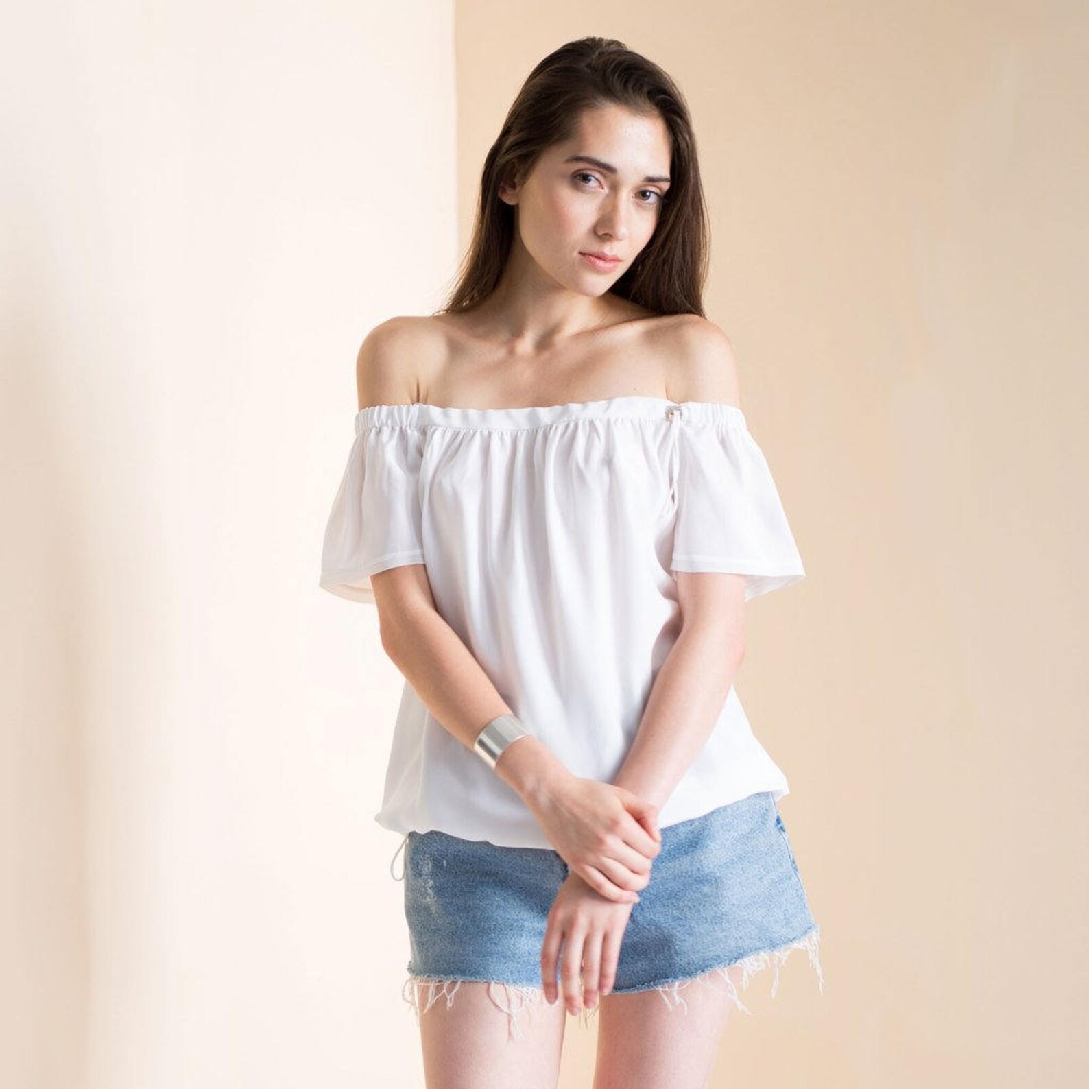 Boho top White silk top Off the shoulder top Sexy and | Etsy