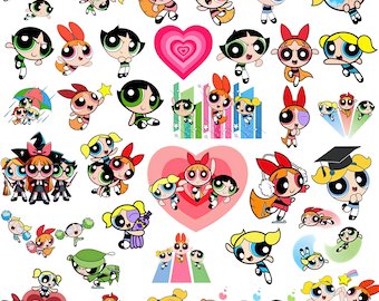 Powerpuff Girls PNG Bundle, Powerpuff Girls Clipart, Cartoon Girls SVG, Cute Cartoon PNG, Cricut Cut Files
