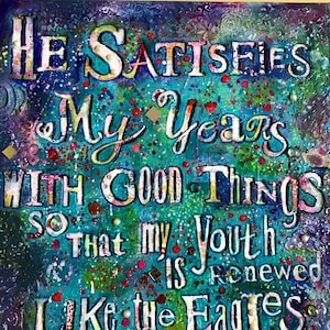 Scripture mixed media collage painting on canvas