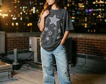 No Text Y2K Star Shirt, Grunge Star Graphic Tee, Retro Star T-Shirt, Aesthetic Streetwear Shirt, Alt Clothing, Star Print Oversized Look Tee