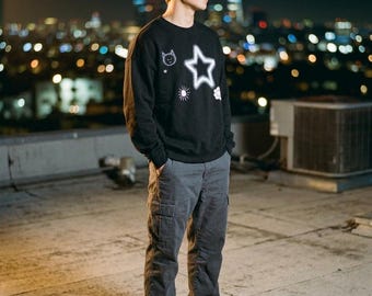 Glowing Star Doodles Sweatshirt | Neon Stars, Cute Icons