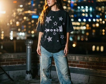 Y2K Star Shirt, Grunge Star Graphic Tee, Retro Star T-Shirt, Aesthetic Streetwear Shirt, Alt Clothing, Star Print Oversized Look Tee
