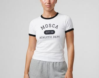 MOSCA EST 26 Athletic Dept ringer tee | Retro varsity logo T-Shirt