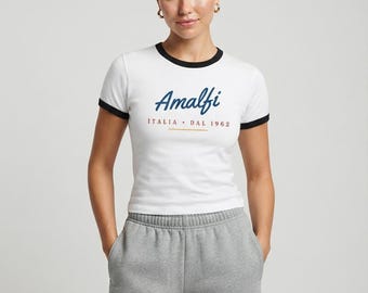 Amalfi Script Logo T-Shirt | Coastal Italy Vacation Tee