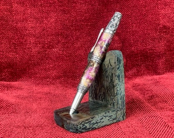 Unique | Silver Floral Hybrid Pen — Hand Turned